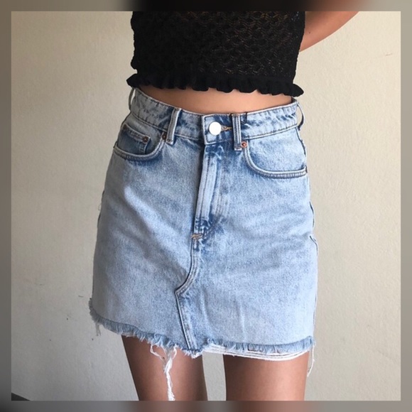 ZARA frayed denim skirt - Med - Picture 1 of 8